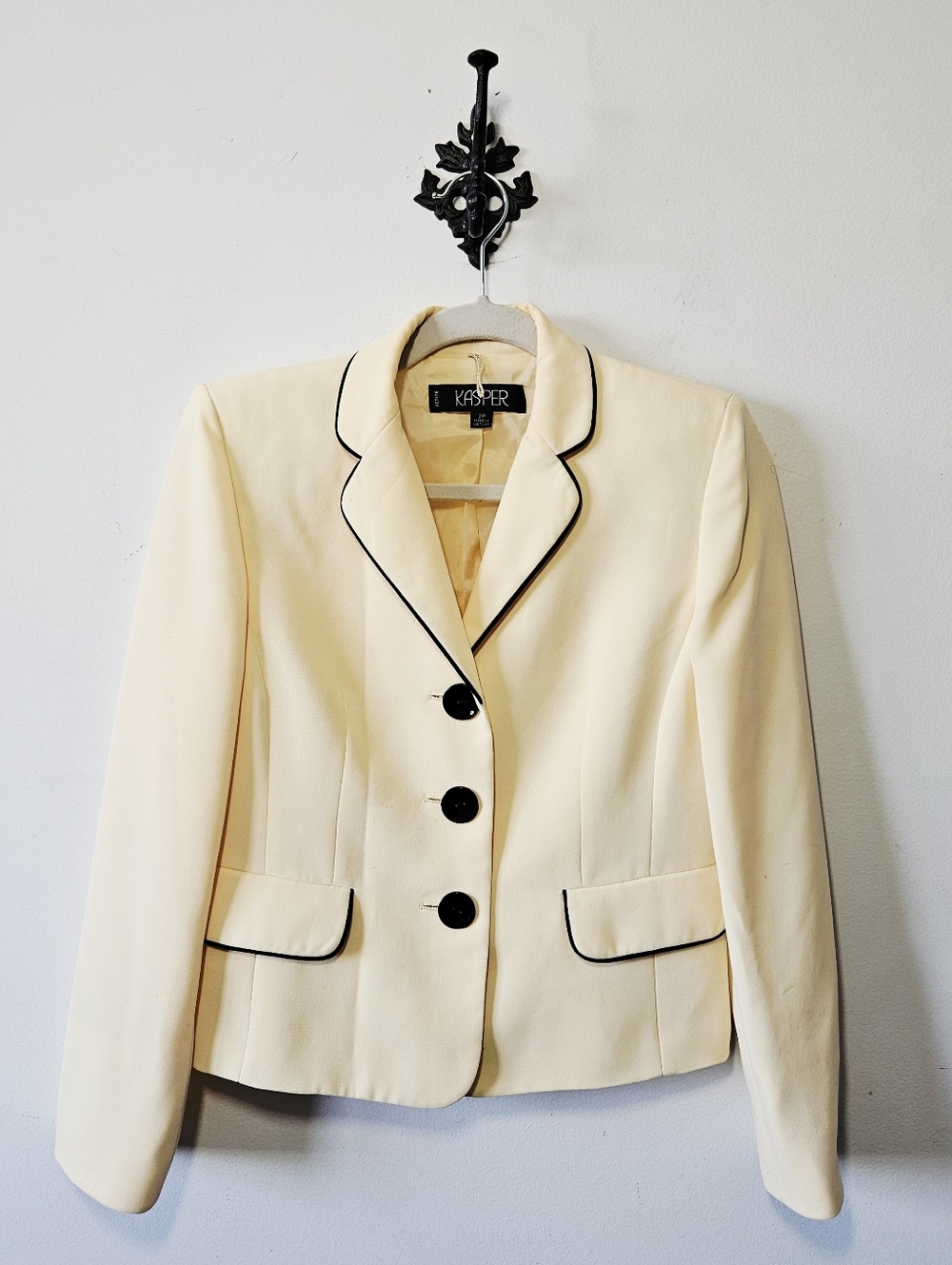 Vintage Y2K Kasper Butter Yellow Blazer Size 2 Petite Jacket Clueless Academia - Picture 2 of 6